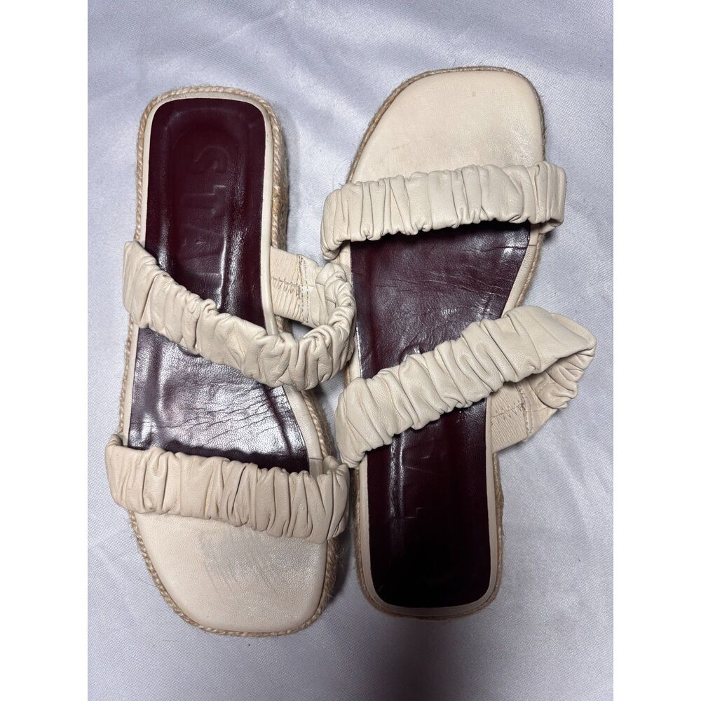 STAUD Maya ruched leather slides- square toe platforms- Size 9